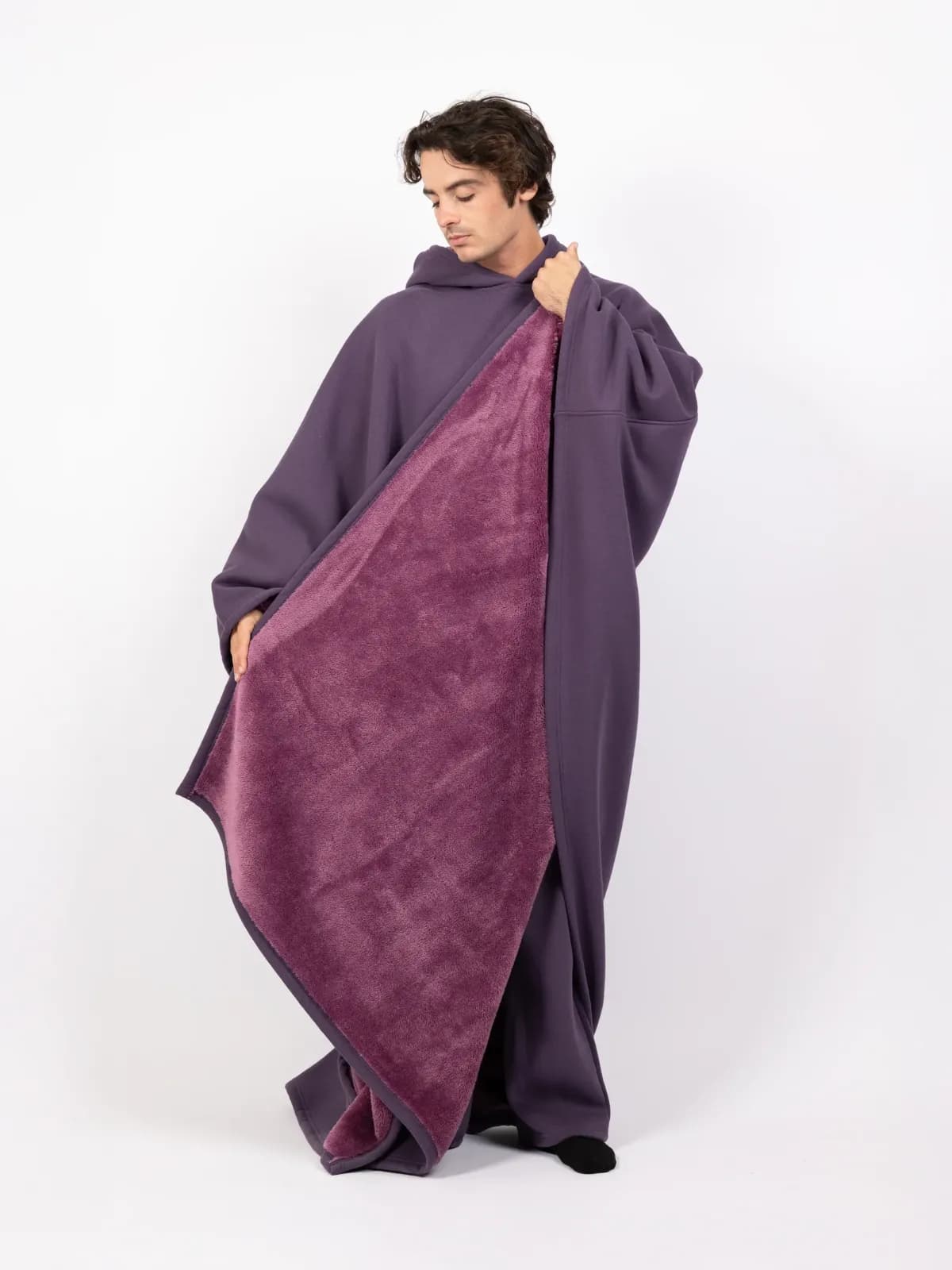 Battaniye hoodie'nin peluş iç astarı